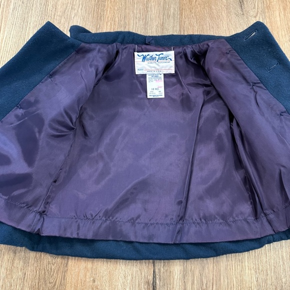 Vintage Weather Tamer Pea Coat Baby Size 18 Mo Navy Gold Buttons Preppy Classic - Picture 5 of 10